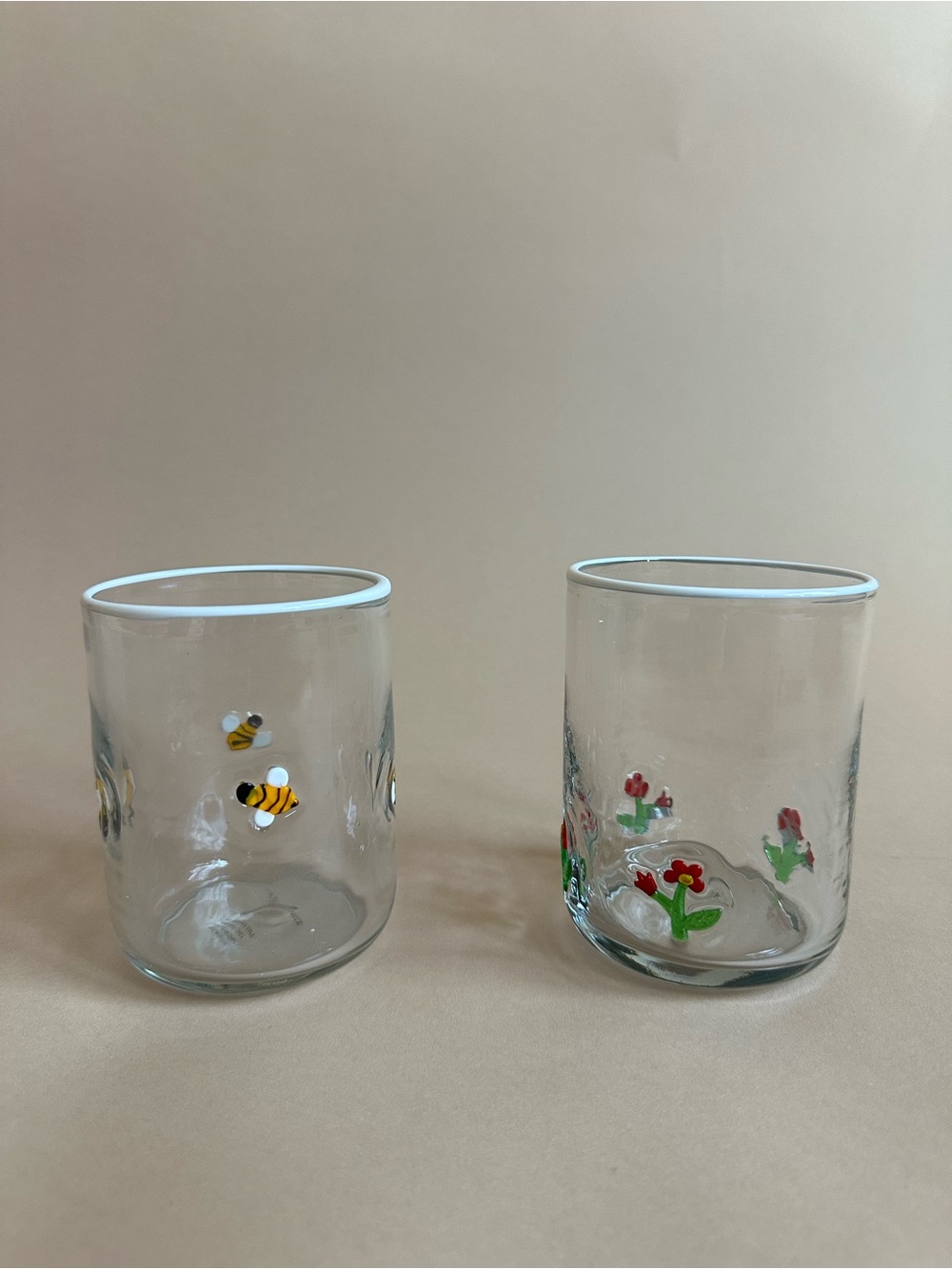 Anthropologie Icon Juice Glass Set Of Two Bee And Flower With Boxes Collectible